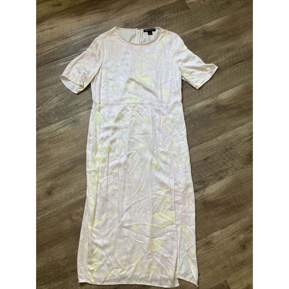 Something Navy Women Pink Yellow Tie Dye Rayon Midi Dress Short Sleeve‎ Size S